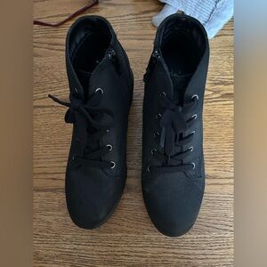 BOBS from Skechers Black Lace Up Boots with Zipper
